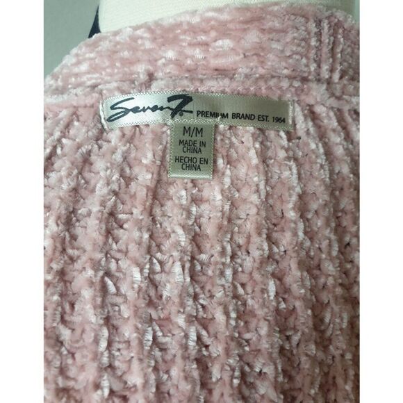 Seven7 Women's Chenille Open Front Cardigan Sweater M Pink So Soft - Picture 7 of 8